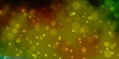 Light Green Yellow vector background with circles stars