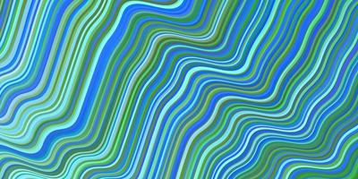 textura de vector verde azul claro con líneas curvas