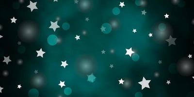 Dark Green vector background with circles stars