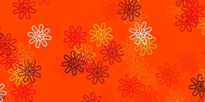Light Orange vector doodle texture with flowers
