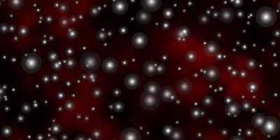 Dark Red vector background with small and big stars