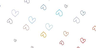 Light Blue Red vector template with doodle hearts