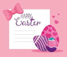 happy easter card with eggs decorated vector