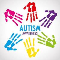 world autism day with handprints vector
