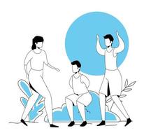 group people practicing exercise avatar character vector