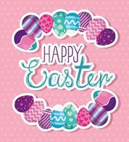 tarjeta de pascua feliz con huevos decorados vector