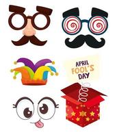 bundle of april fools day set icons vector