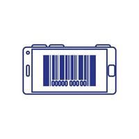 smartphone device with code bars in screen vector