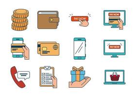 bundle of pay online set icons vector