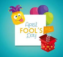 april fools day with hat buffoon and decoration vector