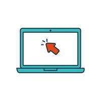 laptop computer with arrow cursor isolated icon vector