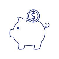 piggy bank saving with money isolated icon vector