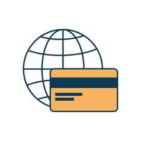 tarjeta de crédito con esfera icono aislado vector