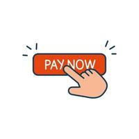 button pay now with hand cursor isolated icon vector