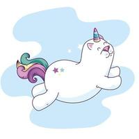 cute cat unicorn fantasy icon vector