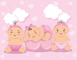 group of cute little babies girl vector