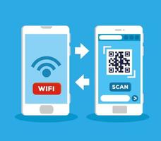 scan qr code with smartphones vector