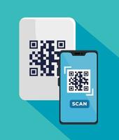 escanear el código qr con el teléfono inteligente vector