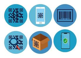 bundle scan code qr set icons vector