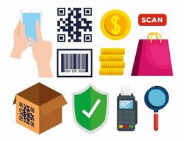 bundle scan code qr set icons vector