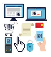 bundle code qr with set icon vector
