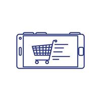 smartphone device with cart shopping in screen vector