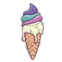 cute and delicious ice cream in cone vector