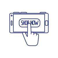 smartphone device with shop now label and hand cursor vector