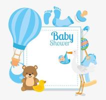 baby shower card with stork and decoration vector