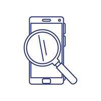 smartphone device with magnifying glass vector