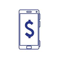 smartphone device with symbol dollar vector