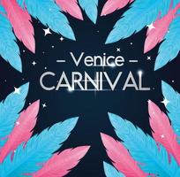 poster of venice carnival with feathers vector