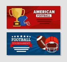 set poster of american football with icons vector