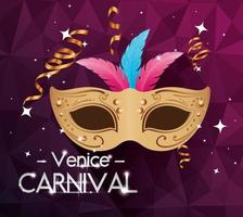 poster of venice carnival and mask with feathers vector