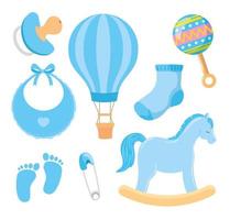 collection of cute icons for little boy vector