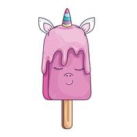 Lindo y delicioso helado de unicornio estilo kawaii vector