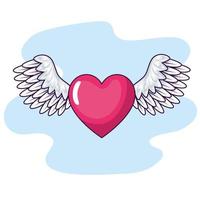 cute heart with wings icon vector