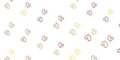 Light Red Yellow vector texture with lovely hearts
