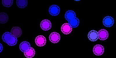 Dark pink blue vector backdrop with virus symbols