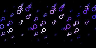 textura de vector púrpura oscuro con símbolos de derechos de las mujeres