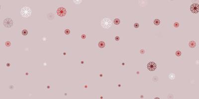 Light red vector doodle background with flowers