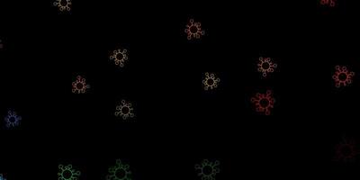 Dark multicolor vector pattern with coronavirus elements