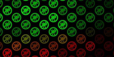 Dark Green Red vector background with covid19 symbols