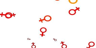 Light Red Yellow vector background with woman symbols