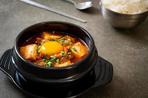 Kimchi Soup with Tofu and Egg or Korean Kimchi Stew photo