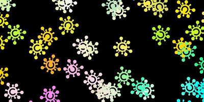 Dark multicolor vector pattern with coronavirus elements