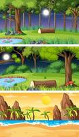 Set of different nature horizontal scenes vector