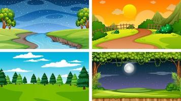 Four different scene of nature park and forest vector