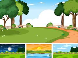 Four different scene of nature park and forest vector