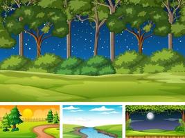 Four different scene of nature park and forest vector